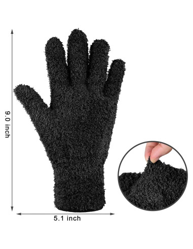 Guantes de Microfibra Bencailor 6 Pares para Limpieza - Negro Mediano