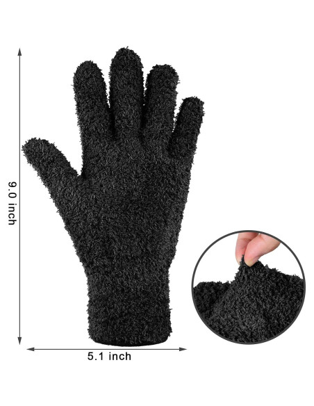 Guantes de Microfibra Bencailor 6 Pares para Limpieza - Negro Mediano