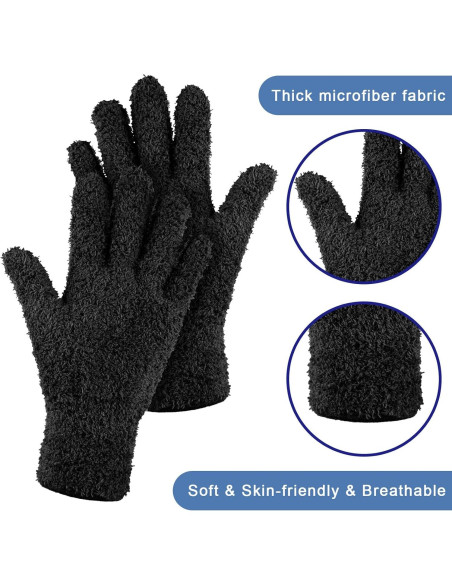 Guantes de Microfibra Bencailor 6 Pares para Limpieza - Negro Mediano