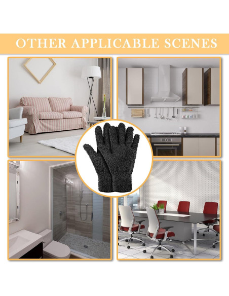 Guantes de Microfibra Bencailor 6 Pares para Limpieza - Negro Mediano