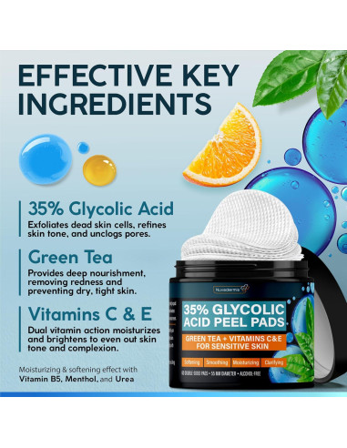 Almohadillas Exfoliantes Nuvadermis 35% Ácido Glicólico - 60 Unidades