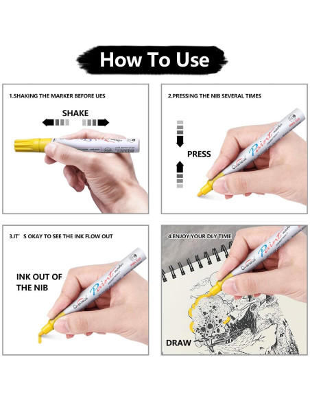 Marcadores de Pintura Negra Lesun - Paquete de 12, 5ml cada uno