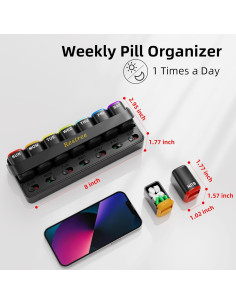 Organizador Semanal de Pastillas Restree - 7 Días, Negro 2