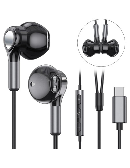 Auriculares USB C BENEWY con Micrófono y Control de Volumen