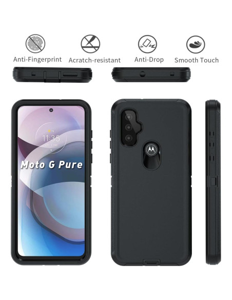 Funda Protectora Motorola Moto G Pure 5G 2024 Negra 3 en 1