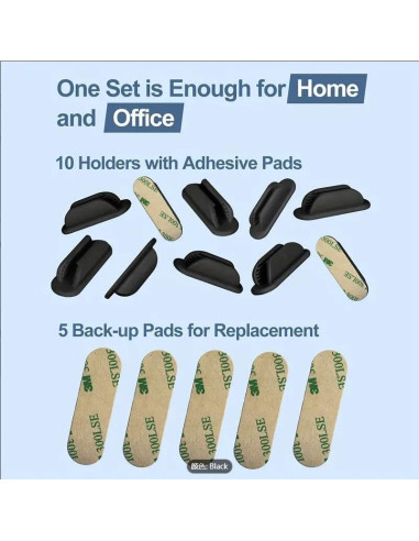 Soportes Adhesivos para Lápices Tiizze - Set de 10 Silicona