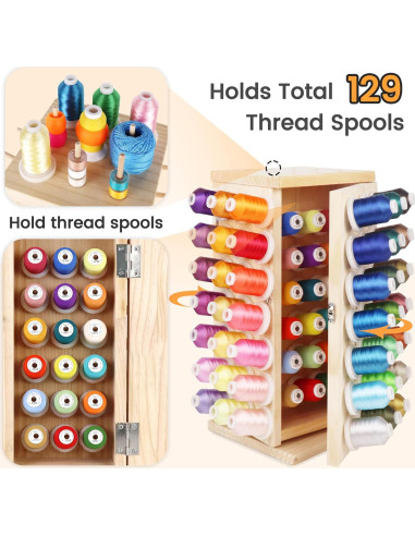 Soporte de Hilo de Madera Rotatorio 129 Bobinas New brothread