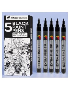 Marcadores de Pintura Zenacolor Negro - Punta Fina 0.7mm - 5 Unidades