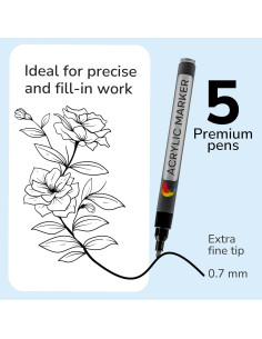 Marcadores de Pintura Zenacolor Negro - Punta Fina 0.7mm - 5 Unidades 2