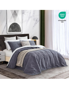 Edredón CHIXIN Algodón Botánico Queen Gris Oscuro 3 Piezas 2