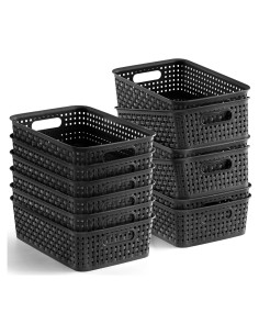Cestas de Almacenamiento Plástico NETANY 12 Unidades Negro 26.9x18.3cm
