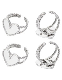 6 Pcs Anillos Corazón Ajustables UNICRAFTALE Acero Inoxidable