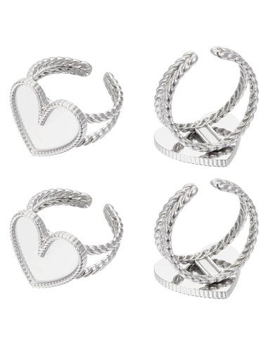 6 Pcs Anillos Corazón Ajustables UNICRAFTALE Acero Inoxidable