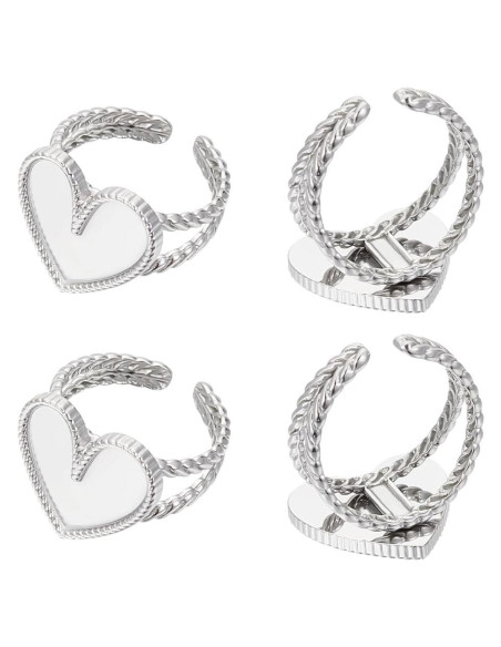 6 Pcs Anillos Corazón Ajustables UNICRAFTALE Acero Inoxidable