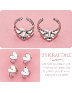6 Pcs Anillos Corazón Ajustables UNICRAFTALE Acero Inoxidable 2