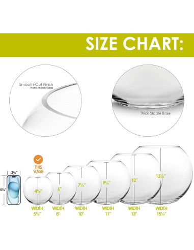 Jarrón de Burbuja de Vidrio CYS EXCEL 11.43x13.97 cm