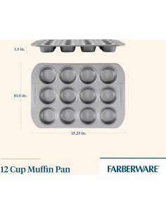 Molde para Muffins Antiadhesivo Farberware 12 Tazas Gris 2