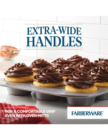 Molde para Muffins Antiadhesivo Farberware 12 Tazas Gris