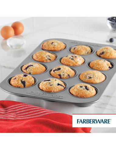 Molde para Muffins Antiadhesivo Farberware 12 Tazas Gris