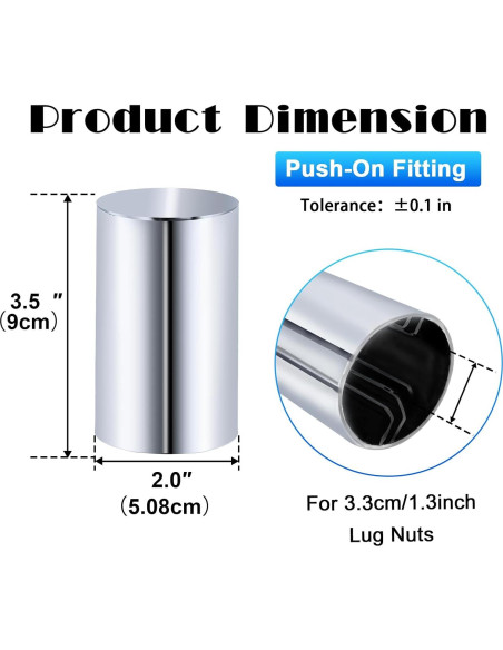 Cubiertas de Tuerca de Rueda PRINIC ABS Cromo 33mm 20 PCS