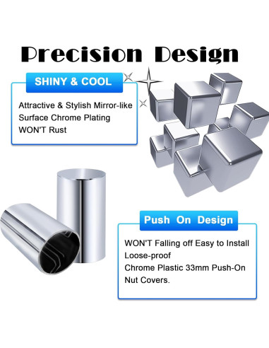 Cubiertas de Tuerca de Rueda PRINIC ABS Cromo 33mm 20 PCS