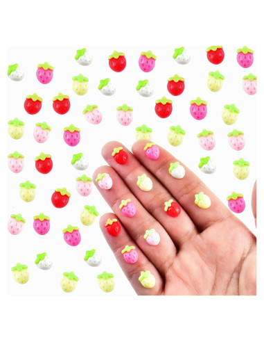 100 Mini Fresas de Resina Coloridas para Manualidades - HOMICO