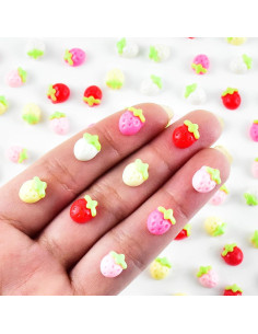 100 Mini Fresas de Resina Coloridas para Manualidades - HOMICO 2