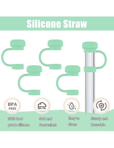 6 Tapas de Silicona SEMATA para Popotes de 10 mm - Verde