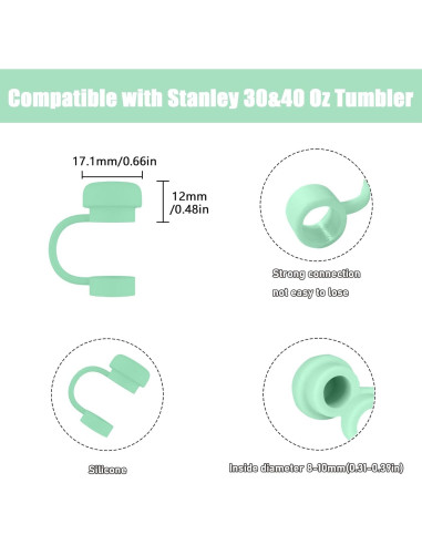 6 Tapas de Silicona SEMATA para Popotes de 10 mm - Verde