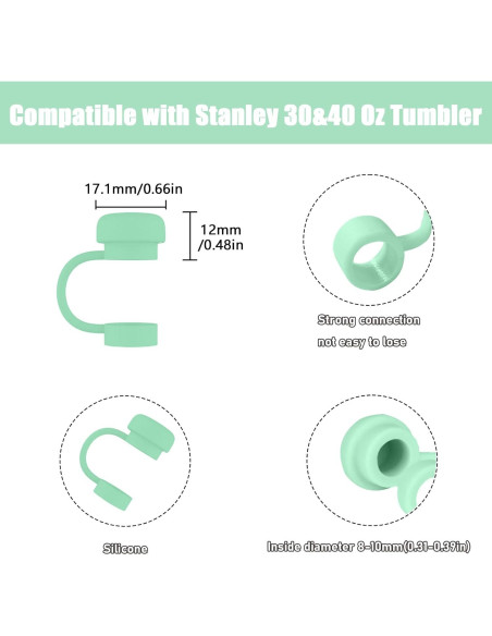 6 Tapas de Silicona SEMATA para Popotes de 10 mm - Verde