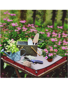 Kit de Herramientas de Jardín Plegables Rojo - Alfombrilla Impermeable 2