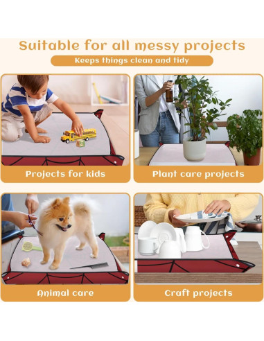 Kit de Herramientas de Jardín Plegables Rojo - Alfombrilla Impermeable