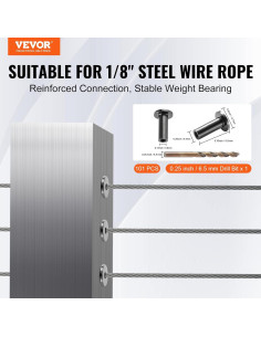 Kit de Mangas Protectores VEVOR Acero Inoxidable T316 101 Piezas 1/8" 2