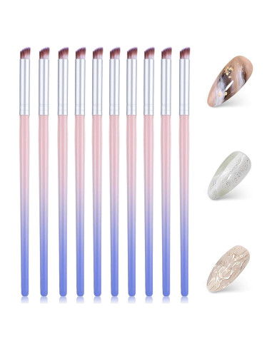 10 Pinceles de Arte de Uñas Ombre METOOLS - Degradado Azul