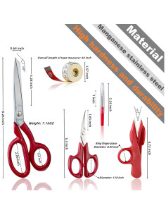 Tijeras de Coser Fengliren 20 cm Acero de Manganeso Rojo 2