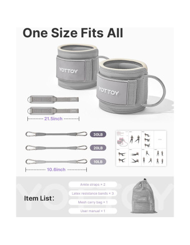 Bandas de Resistencia para Tobillo YOTTOY - 3 Niveles Ajustables