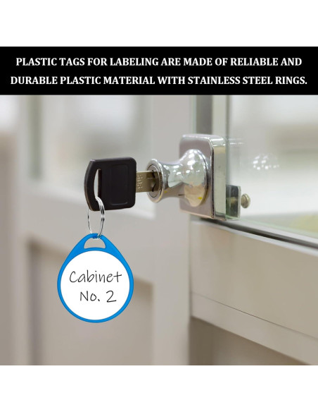 100 Etiquetas de Llave Redondas Philbinden 3.81 cm Azul