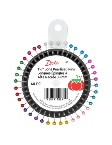 Alfileres Perlados Dritz 63, 3.81 cm, Multicolor, 40 Piezas