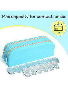 Organizador de Lentes de Contacto Portátil FG-01 Azul Claro - 80 Lentes 2