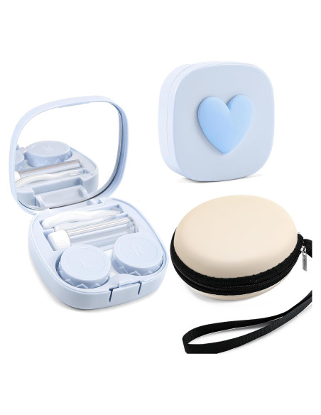 Estuche de Lentes de Contacto FEISEDY Azul con Kit Completo