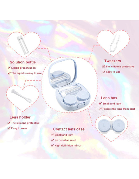 Estuche de Lentes de Contacto FEISEDY Azul con Kit Completo