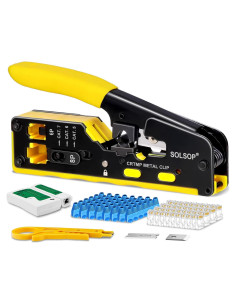 Kit de Crimpado RJ45 Solsop con Probador y 50 Conectores