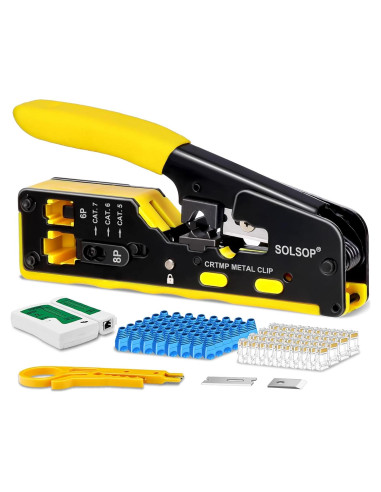 Kit de Crimpado RJ45 Solsop con Probador y 50 Conectores