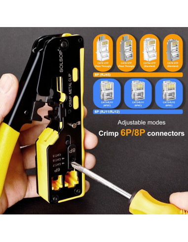 Kit de Crimpado RJ45 Solsop con Probador y 50 Conectores