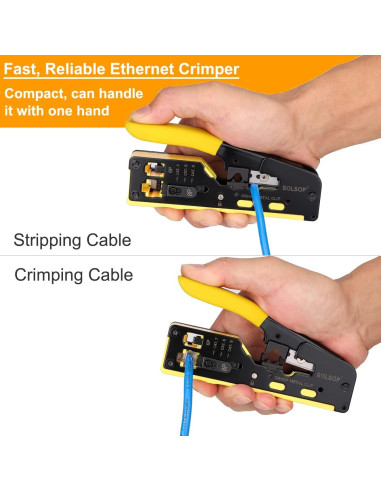 Kit de Crimpado RJ45 Solsop con Probador y 50 Conectores