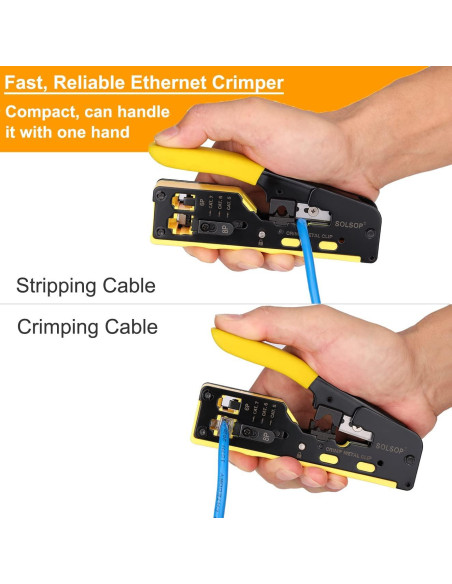Kit de Crimpado RJ45 Solsop con Probador y 50 Conectores