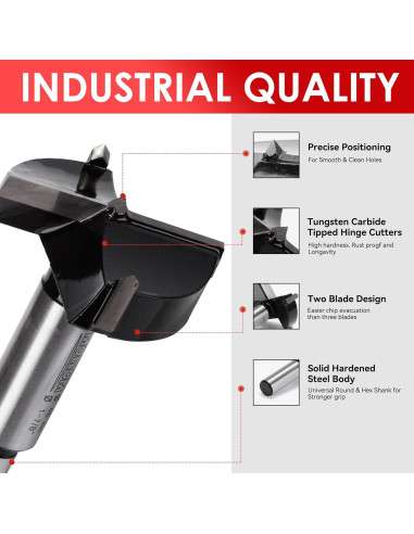 Broca Forstner 6.3mm Mollom para Carpintería con Carburo YG8