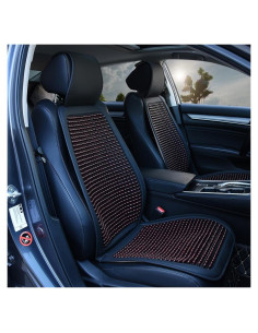 Cojín de Asiento de Coche Blueshyhall con Perlas de Madera Rojo - 2 Pcs