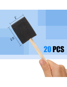 20 Brochas de Espuma para Pintura Phinus 2 Pulgadas Negras 2