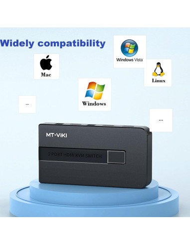 Interruptor KVM HDMI 2 Puertos MT-VIKI 4K@30Hz USB